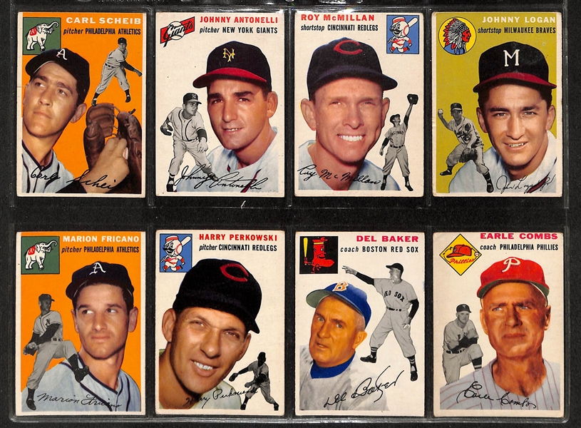 Lot Of 72 1954 Topps Baseball Cards w. Warren Spahn